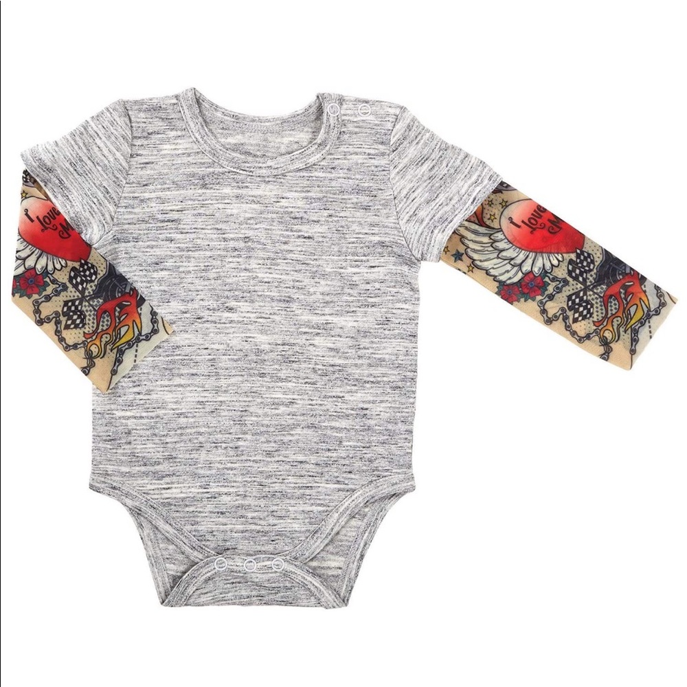 Stephan Baby Snapshirt-Style Tattoo Sleeves Onsie